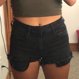 black denim shorts